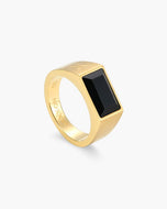Beveled Onyx Signet Ring Gold - JAXXON