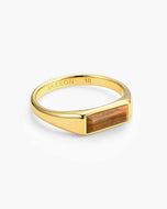 Beveled Tiger's Eye Signet Ring Gold - JAXXON