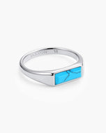 Beveled Turquoise Signet Ring Silver - JAXXON