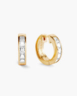 Emerald Cut Inset Hoop Earrings - Gold - JAXXON
