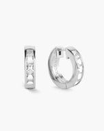 Women's Emerald Cut Inset Hoop Earrings - Silver - JAXXON