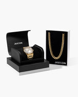JX1 Automatic Set Bezel Watch + Cuban Link Chain 10mm - JAXXON