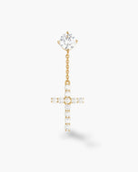 Hanging Cross Stud Earring - Gold - JAXXON