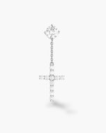 Hanging Cross Stud Earring - Silver - JAXXON
