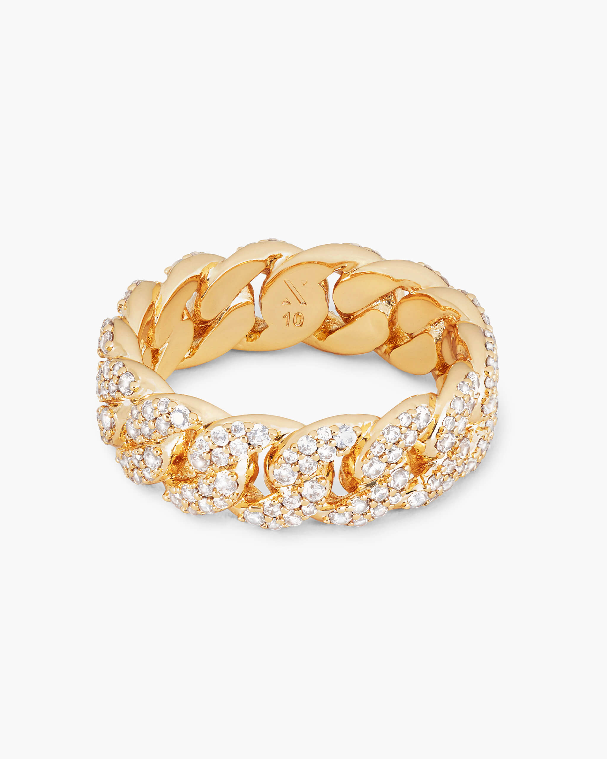 Iced Out Cuban Link Ring Gold
