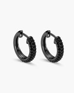 Iced Out Hoop Earrings Black - JAXXON