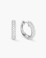 Women's Iced Out Hoop Earrings - Silver - JAXXON