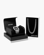 JX1 Chronograph Watch + Cuban Link Chain 10mm - JAXXON
