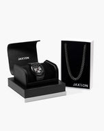JX1 Chronograph Sport Watch + Cuban Link Chain 8mm - JAXXON