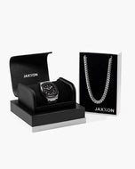 JX1 Chronograph Sport Watch + Cuban Link Chain 8mm - JAXXON