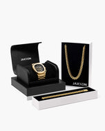 JX1 Chronograph Watch + Cuban Set 8mm - JAXXON