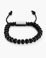 Onyx Beaded Bracelet Silver - JAXXON