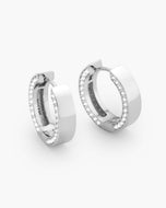 Studded Frame Hoop Earrings - Silver - JAXXON