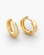 Studded Inset Hoop Earrings - Gold - JAXXON