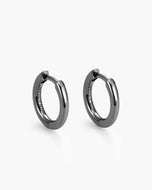 Thin Hoop Earrings Black - JAXXON