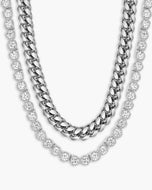 Women's Cuban + Tennis Chain Stack 8mm + 3mm