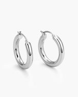 Women's Bold Medium Hoop Earrings - Silver - JAXXON