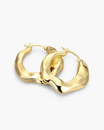 Women's Hammered Hoop Earrings - Gold - JAXXON