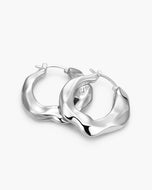 Women's Hammered Hoop Earrings - Silver - JAXXON