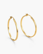 Women's Thin Large Hoop Earrings - Gold - JAXXON