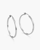 Women's Thin Large Hoop Earrings - Silver - JAXXON